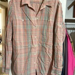 Ralph Lauren Pink and Green Casual Button Down Shirt